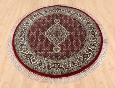 HAND KNOTTED WOOL MAHI TABRIZ ROUND AREA RUG