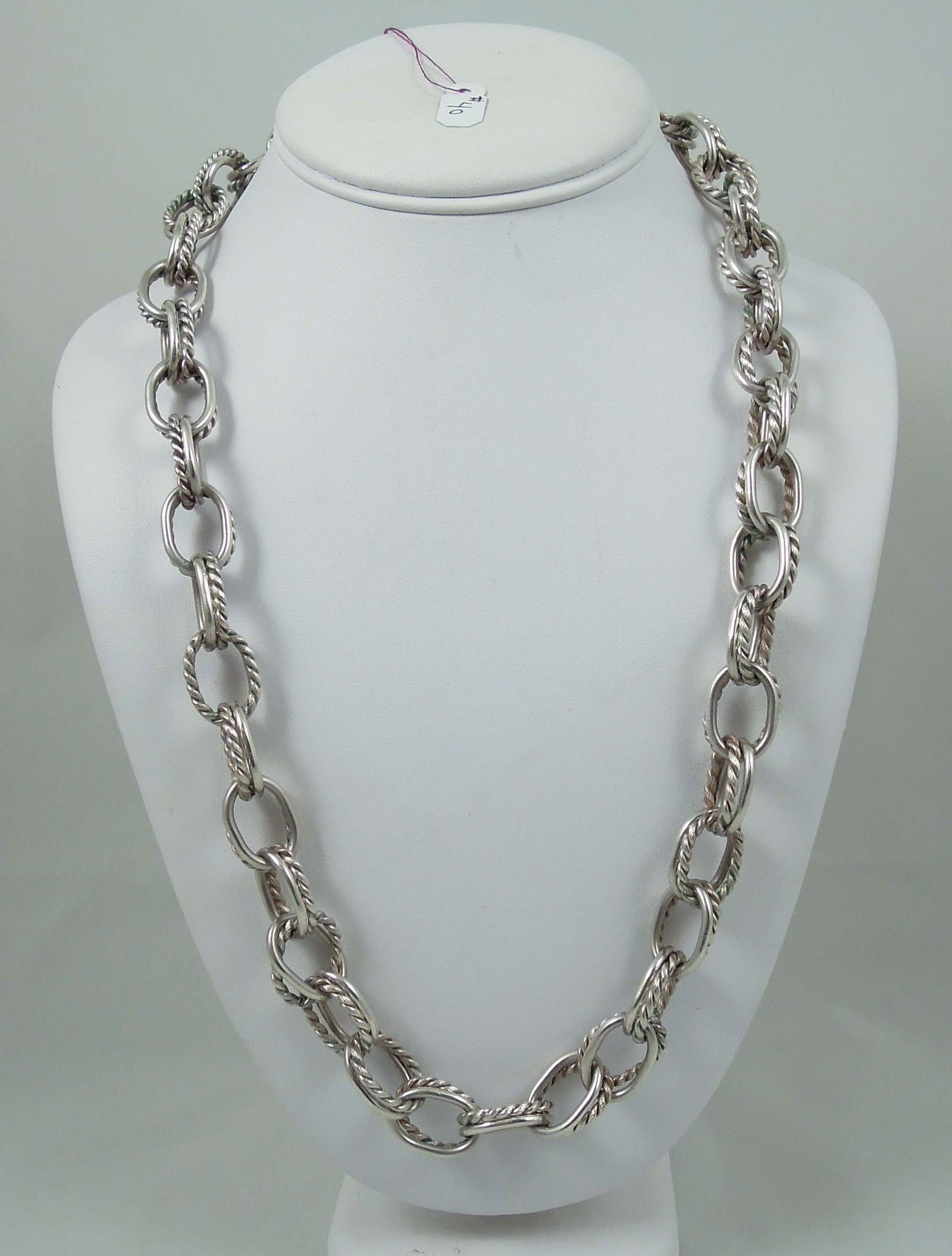 SIGNED DESIGNER BARROCO'S LARGE STERLING SILVER LINK NECKLACE (1 of 1)