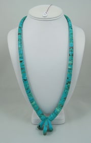 VINTAGE NATIVE AMERICAN STERLING SILVER & TURQUOISE NECKLACE