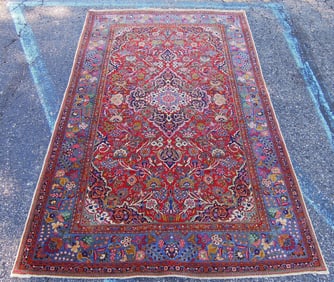 ANTIQUE PERSIAN KASHAN AREA RUG