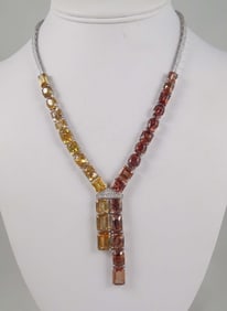 OUTSTANDING PLATINUM, NATURAL ZIRCON AND DIAMOND NECKLACE