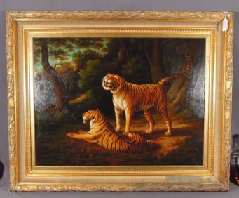 ORIGINAL OIL ON CANVAS: TWO TIGERS