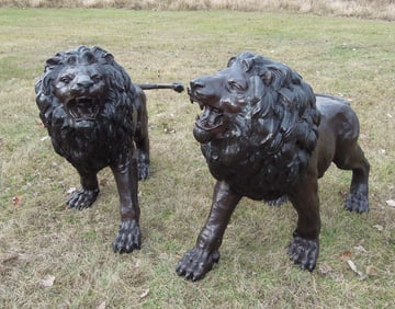 MONUMENTAL BRONZE SCULPTURES OF STANDING LIONS