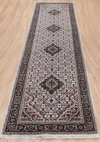 FINE HAND KNOTTED WOOL & SILK MAHI TABRIZ RUNNER