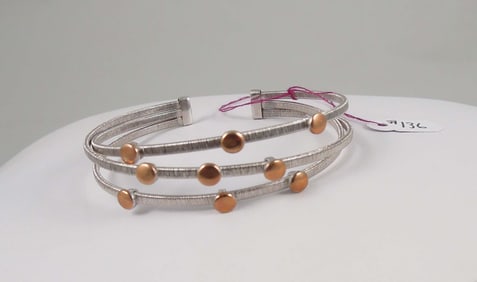LADIES MODERN STERLING SILVER FLEXIBLE CUFF BRACELET