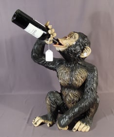HUMOROUS LIFE SIZE HAND PAINTED COMPOSITION BOOZY MONKEY
