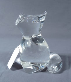 VINTAGE LARGE STEUBEN CRYSTAL SCULPTURE OF FOX