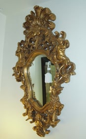 HAND PAINTED GILT COMPOSITION FIGURAL MIRROR