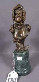 VINTAGE BRONZE BUST OF WOMAN AFTER GEORGE VANDER STRAETEN