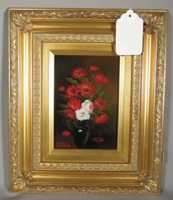 FINE ORIGINAL OIL ON BOARD: FLORAL STILL LIFE