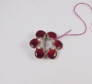 DANISH DESIGNER/SILVERSMITH VOLMER BAHNER VINTAGE STERLING SILVER & ENAMEL BROOCH