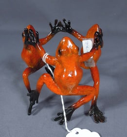 BRONZE FROG WINE BOTTLE HOLDER