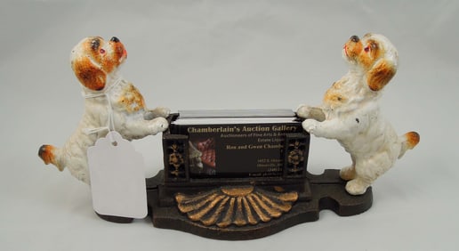 HEAVY CAST IRON DOG MOTIF BUSINESS CARD HOLDER