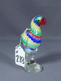 ART GLASS SCULPTURE OF PARROT