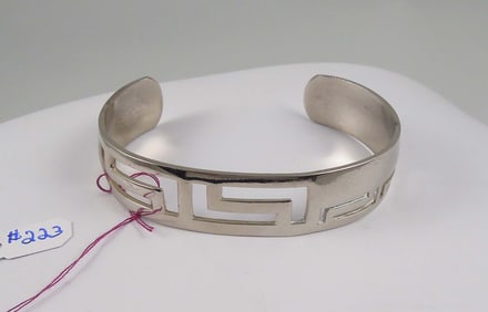 HIGHLY POLISHED OPEN WORK STERLING SILVER CUFF BRACELET