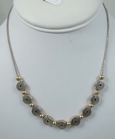 CUSTOM MADE 14K YELLOW GOLD & STERLING NECKLACE