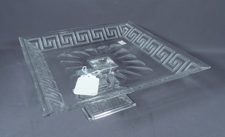CUT CRYSTAL VERSACE STYLE PEDESTAL TRAY