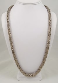 VERY HEAVY STERLING SILVER BEZZANTINE LINK NECKLACE