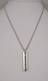 LADIES STERLING SILVER TIFFANY & CO. 1837 BAR PENDANT NECKLACE