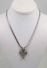 DESIGNER MARY SCHUBART STERLING SILVER CROSS NECKLACE