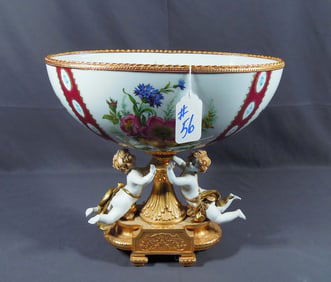 FINE ITALIAN HAND PAINTED & GILT METAL CENTERPIECE