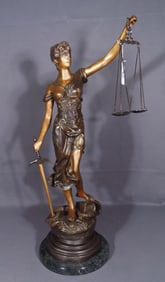 LARGE BRONZE SCULPTURE "SCALES OF JUSTICE"