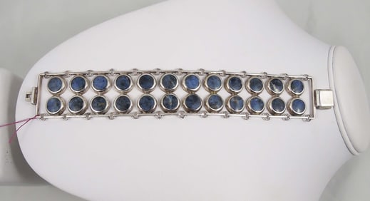 LADIES VINTAGE STERLING SILVER & LAPIS BRACELET