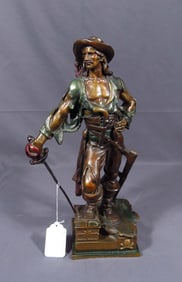VINTAGE BRONZE SCULPTURE OF STANDING CAVALIER