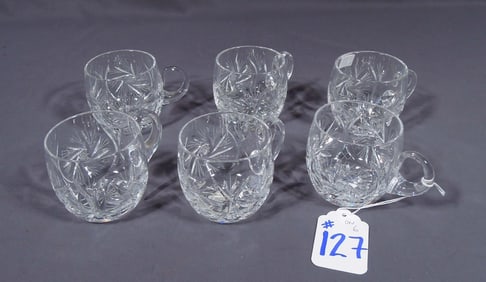 GROUP OF SIX CUT CRYSTAL PUNCH GLASSES