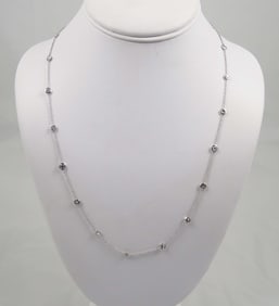 LADIES BEAUTIFUL LONG 14K W. G. & DIAMOND BY THE YARD NECKLACE