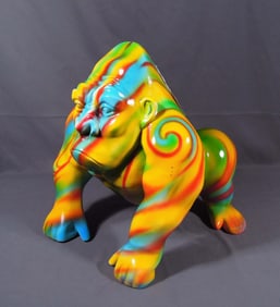 HAND PAINTED POP ART GORILLA SCULPTURE