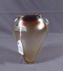 BEAUTIFUL TIFFANY STYLE HAND BLOWN IRIDESCENT ART GLASS VASE