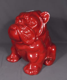 LARGE HAND PAINTED RESIN SEATED BULL DOG