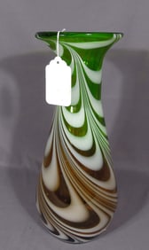 HEAVY ITALIAN HAND BLOWN MID CENTURY MODERN ART GLASS VASE