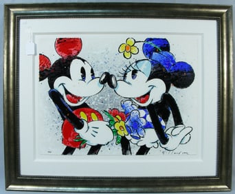 DAVID WILLARDSON (AMERICAN)  EMBELLISHED SERIGRAPH OF "MICKEY & MINNIE MOUSE"