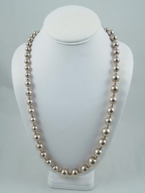 LADIES STERLING SILVER GRADUATED BEAD NECKLACE