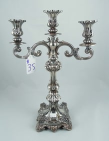 ANTIQUE EASTERN EUROPEAN STERLING SILVER CANDELABRA