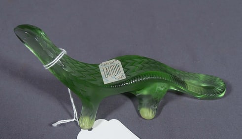 FRENCH LALIQUE GREEN CRYSTAL LIZARD
