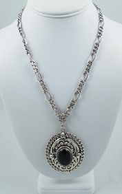 DESIGNER DANECRAFT STERLING SILVER AND ONYX NECKLACE