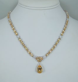 BEAUTIFUL LADIES PLATINUM, IMPERIAL TOPAZ & DIAMOND NECKLACE