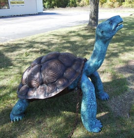 MONUMENTAL SIZE BRONZE SCULPTURE/FOUNTAIN OF STANDING TURTLE