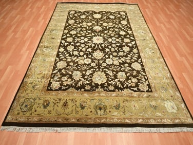 FINE HAND KNOTTED WOOL & SILK RAJASTHAN AREA RUG