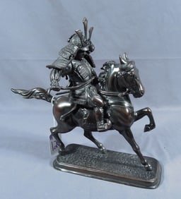 VINTAGE BRONZE JAPANESE WARRIOR ON HORSEBACK