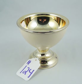 RARE SIGNED LARRERINI OSTRICH EGG AND STERLING SILVER PEDESTAL BOWL
