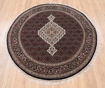 HAND KNOTTED ROUND MAHI TABRIZ RUG