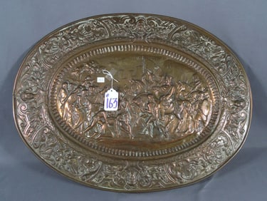 ANTIQUE BRASS REPOUSSE WALL PLAQUE