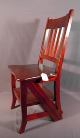 HAND CARVED MAHOGANY CHAIR/LIBRARY STEPS