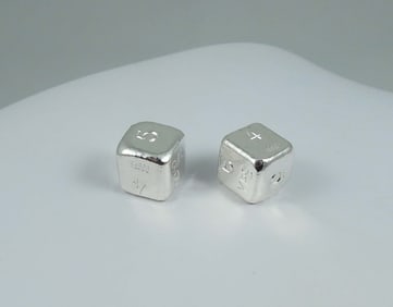 TWO .999 ONE OUNCE SILVER DICE