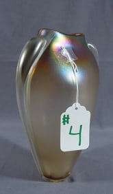 BEAUTIFUL TIFFANY STYLE HAND BLOWN IRIDESCENT ART GLASS VASE