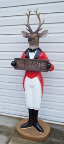 LARGE HOILIDAY DEER "WELCOME" SCULPTURE